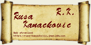 Rusa Kanačković vizit kartica